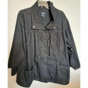 Norton McNaughton Black Stretch Denim 3X Jacket Casual Snap Front 26 BBW Pockets